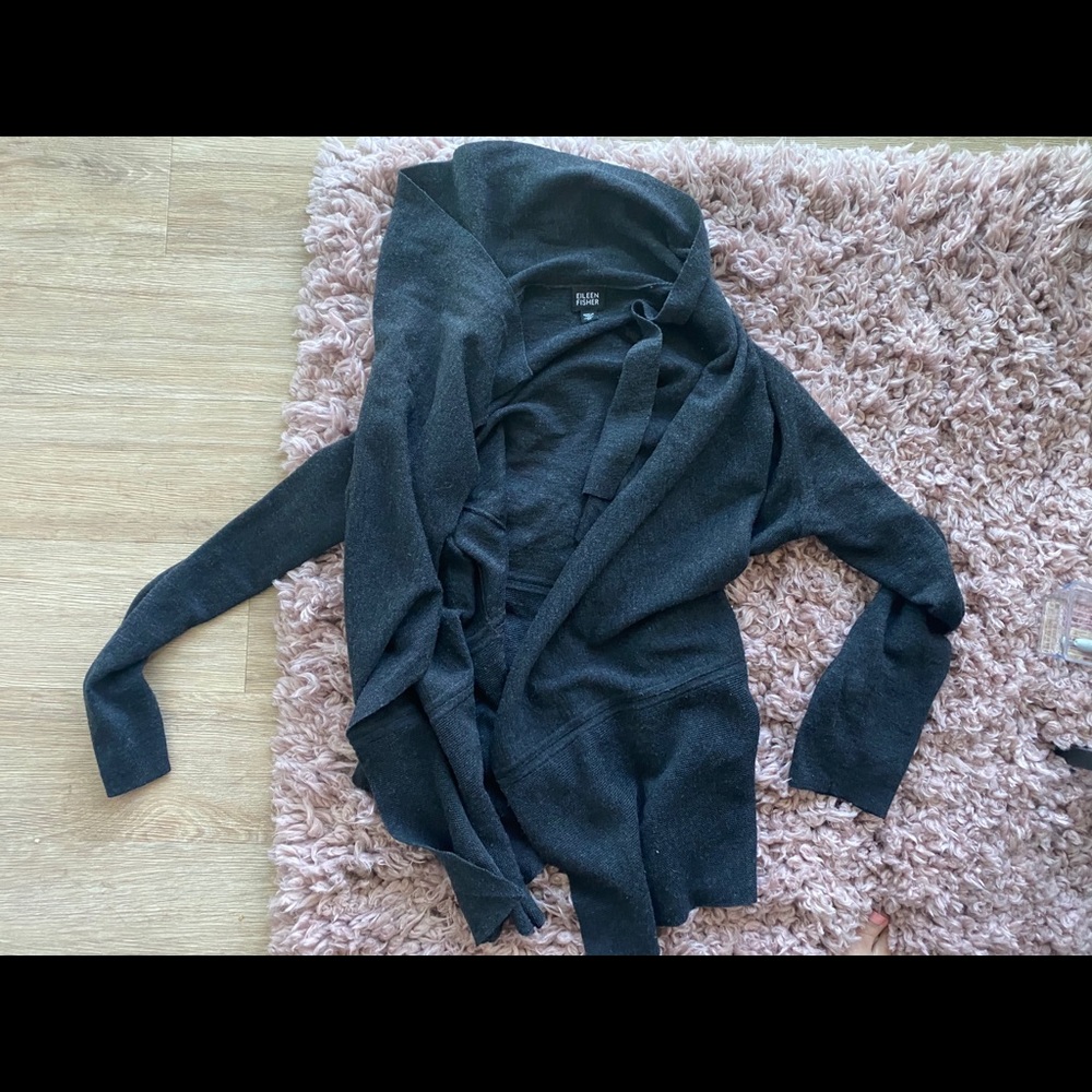 Eileen Fisher drape front wool sweater